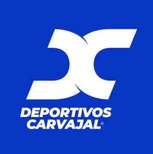 Logotipo de Deportivos Carvajal en fondo azul.